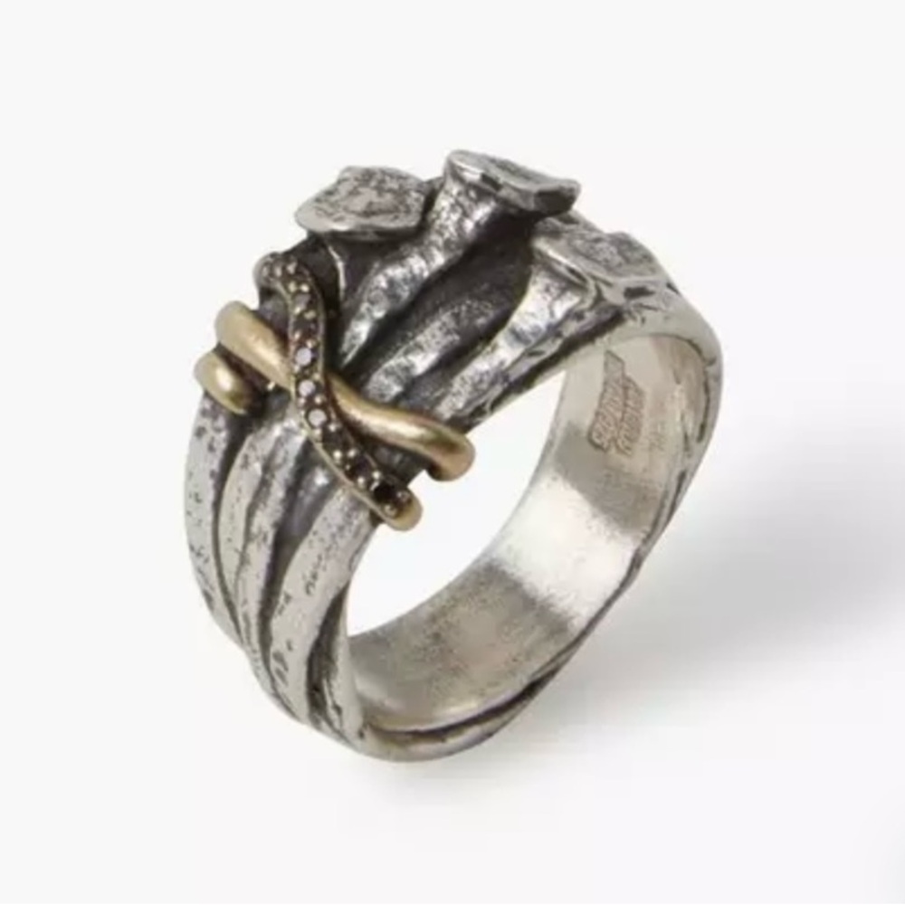John Varvatos Sterling Silver Nails Ring 10